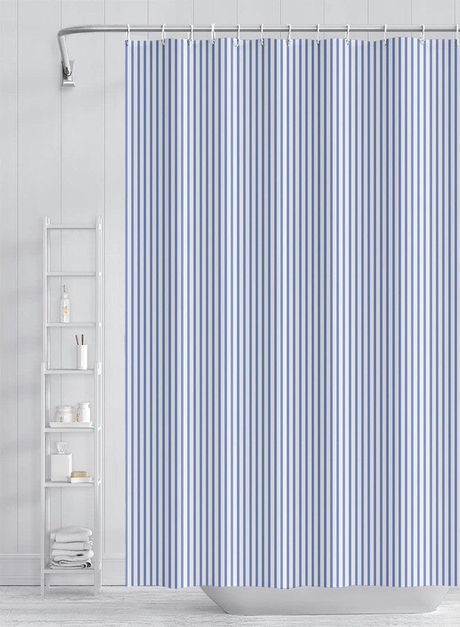 Umpoo Abstract Stripes Fabric Bathroom Shower Curtain - Sky Blue Lines Modern Minimalist with Hooks - Polyester Waterproof Artistic Decor, 72x78 Inch - Image 1