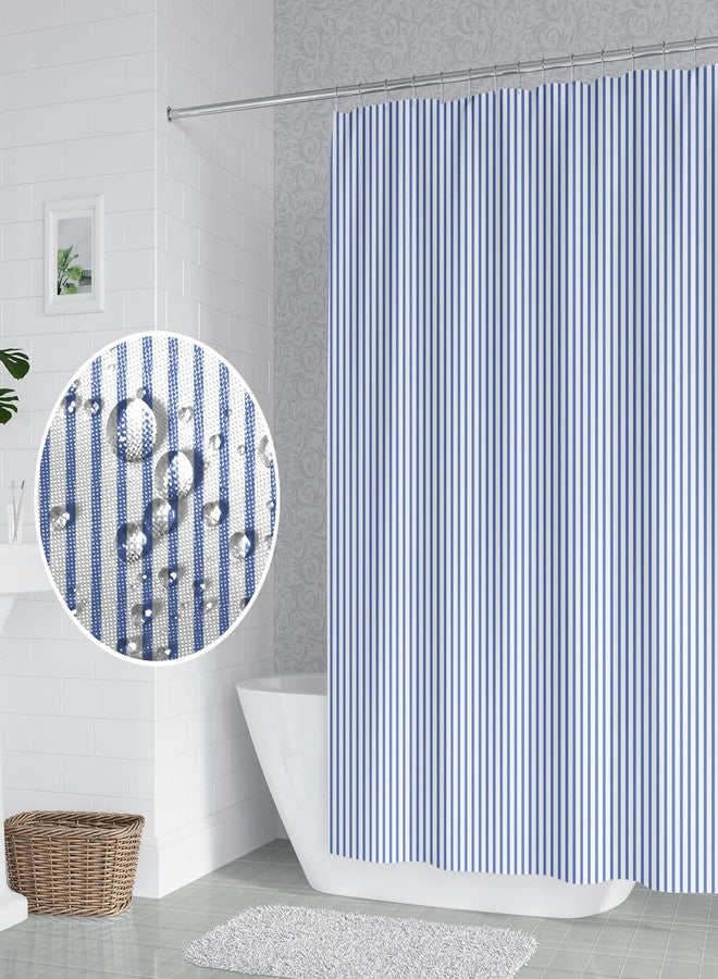 Umpoo Abstract Stripes Fabric Bathroom Shower Curtain - Sky Blue Lines Modern Minimalist with Hooks - Polyester Waterproof Artistic Decor, 72x78 Inch - Image 3