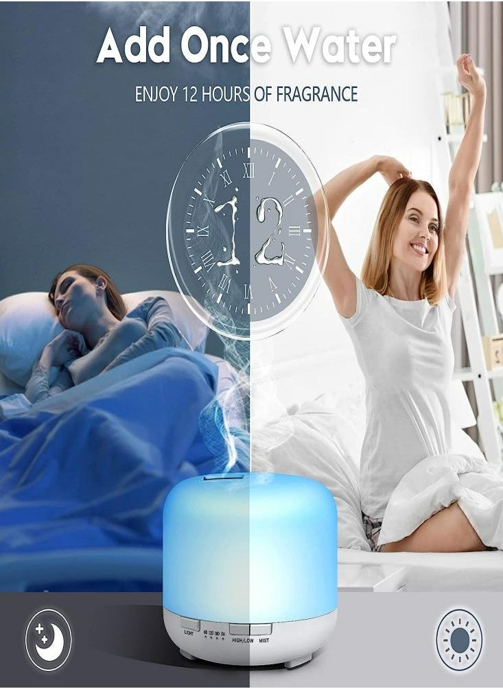 Oasisgalore - Bluetooth Aroma Oil Diffuser Speaker with 7 Switching Colors Light 500ML Water Capacity Portable Aromatherapy Quiet Humidifier Time Function for Relaxing Sleeping Reading - Image 1