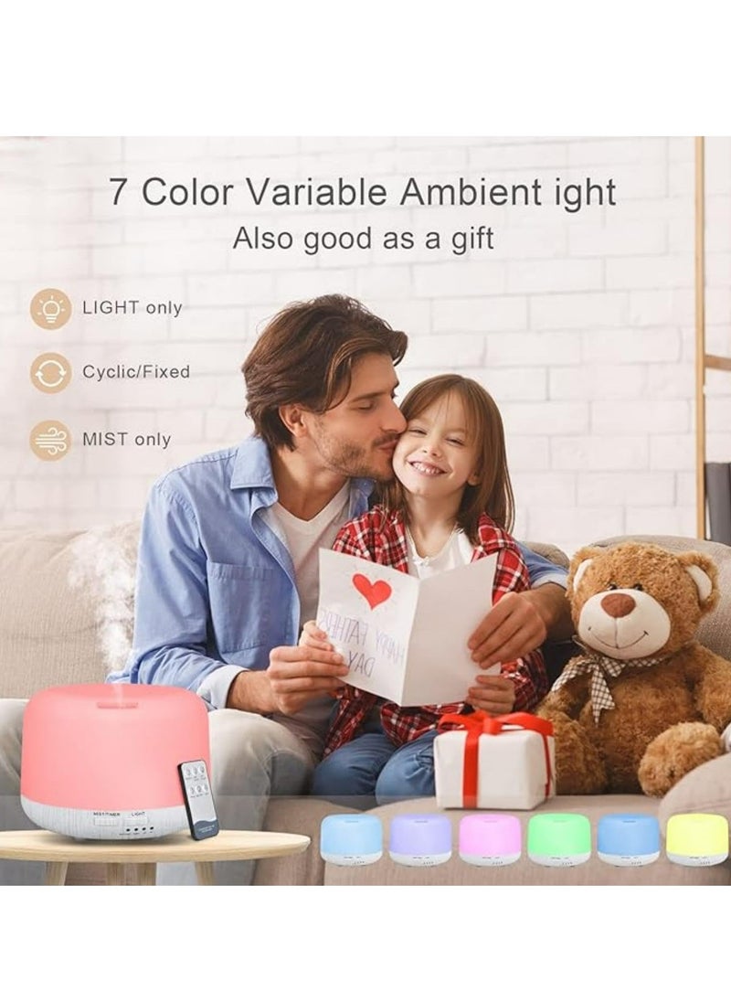 Oasisgalore - Bluetooth Aroma Oil Diffuser Speaker with 7 Switching Colors Light 500ML Water Capacity Portable Aromatherapy Quiet Humidifier Time Function for Relaxing Sleeping Reading - Image 1