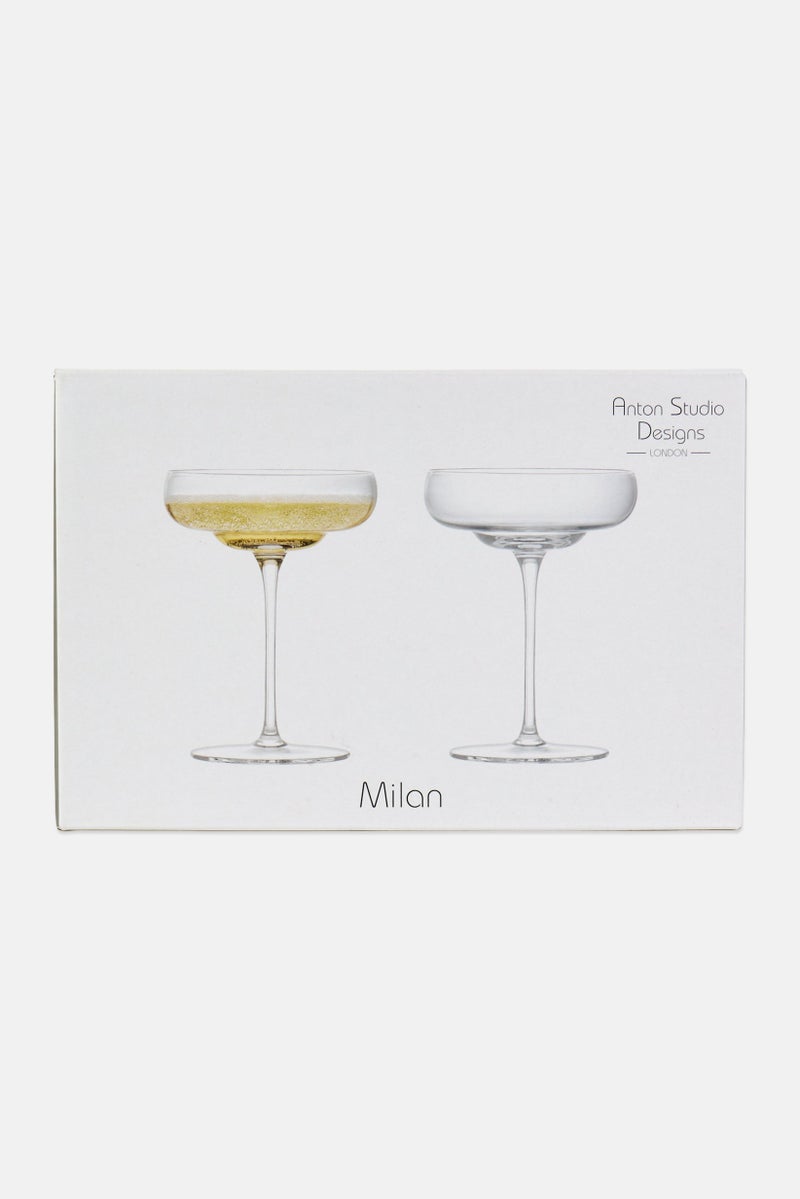 Anton Studio Designs 2 Pieces Milan Coupes Glass, Transparent - Image 1