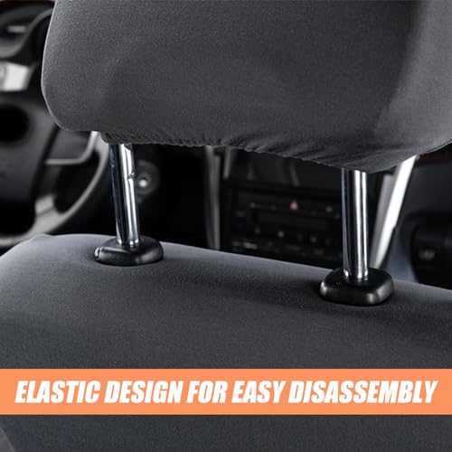 Crynod 2 PCS Car Seat Headrest Cover, 9" x 10.6" Knitted Stretch Breathable Fully Surrounded Simple Dust Cover, Reusable Flexible Headrest Protector, Universal for Most Cars (Black) - Image 3