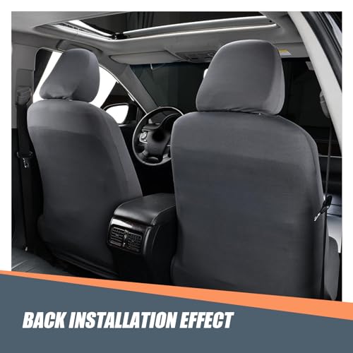Crynod 2 PCS Car Seat Headrest Cover, 9" x 10.6" Knitted Stretch Breathable Fully Surrounded Simple Dust Cover, Reusable Flexible Headrest Protector, Universal for Most Cars (Black) - Image 5