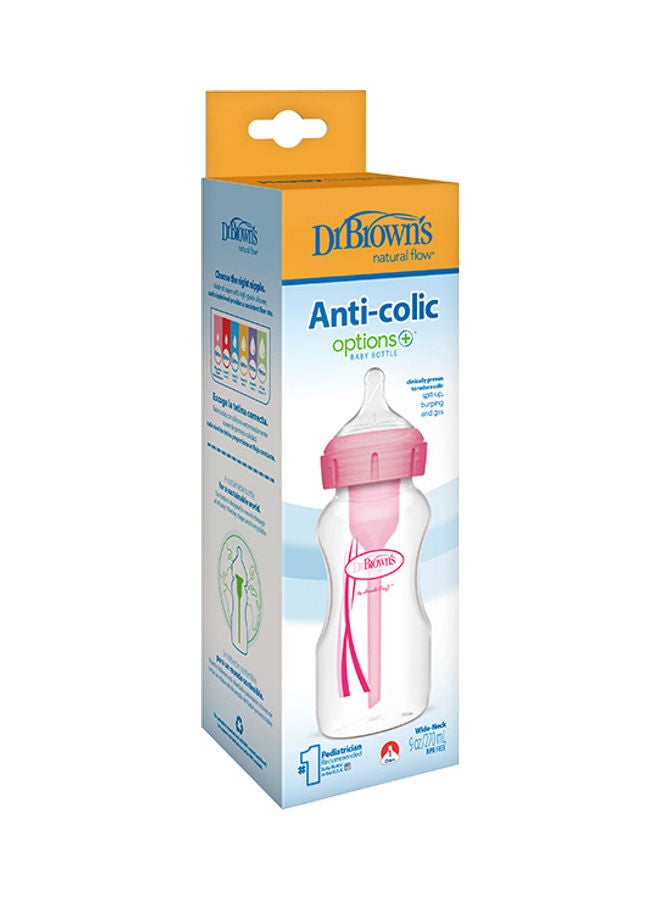 Dr. Brown’s Options+ Wide Neck Bottle, 270mL Anti-Colic & BPA-Free Silicone Teat, 0M+ - Image 2