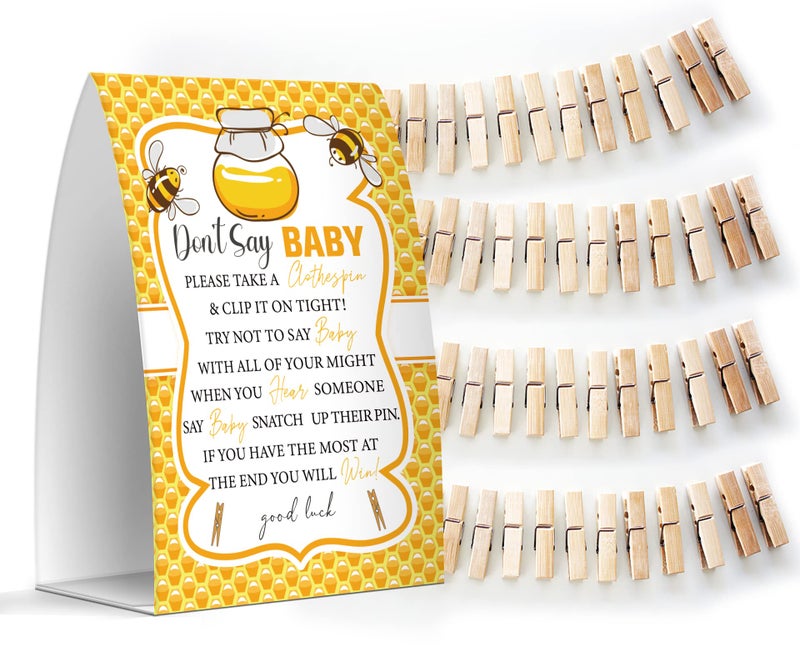 Dont Say Baby Set  One 5x7 Sign and 50 Mini Clothespins Baby Shower Games Baby Shower Decoration Gender Neutral Baby Shower  MsJb019