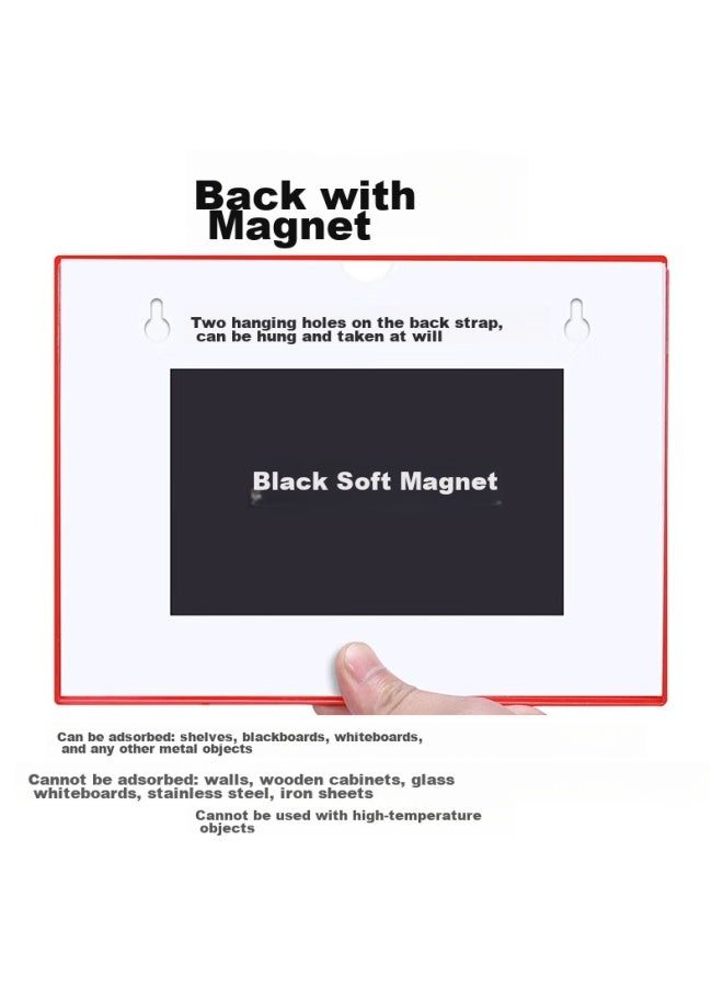 Oumai Card Holder, Magnetic Hard Plastic Sleeve, Warehouse Card File Frame Display, Magnetic File Holder, Document Protector, Magnetic Label, Indicator Sign, A3 Blue, 5 Pieces - Image 1