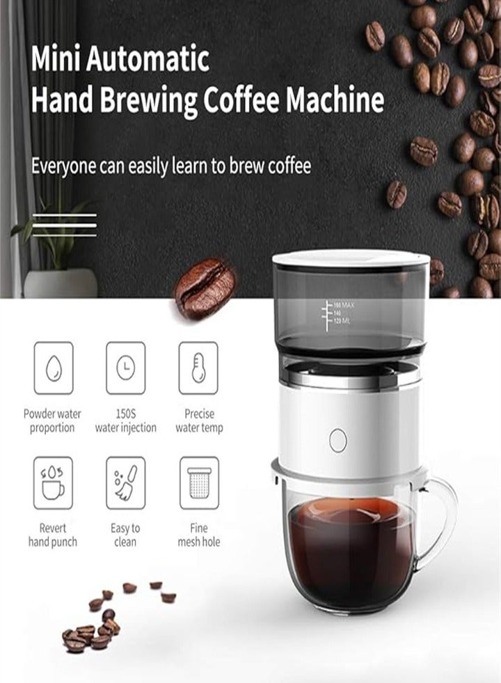 Portable Mini Automatic Coffee Machine, Outdoor Tea Coffee with Filter, Travel Office Home Use (White) - Image 2
