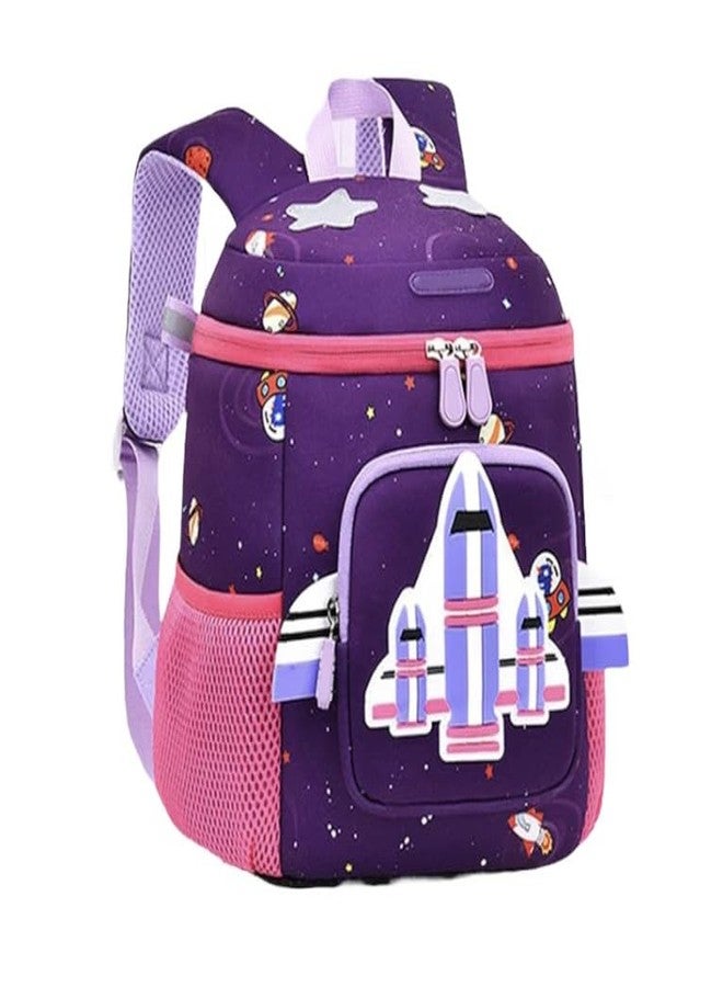 ToyRush 3D Rocket Design Large Capacity School Bags with Slip Over Buckle for Kindergarten Kids Fancy School Bag (Purple) - Image 1