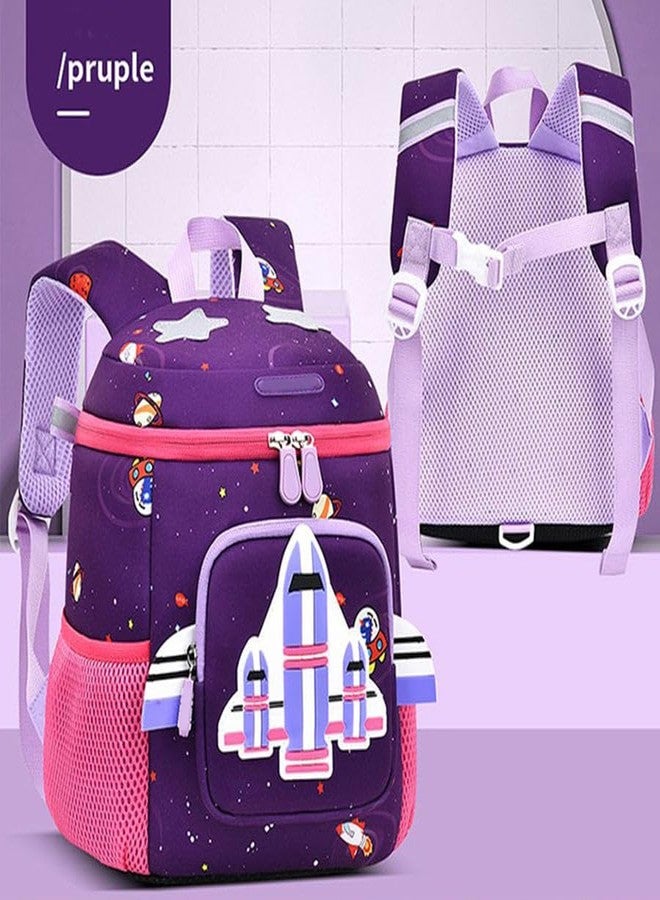 ToyRush 3D Rocket Design Large Capacity School Bags with Slip Over Buckle for Kindergarten Kids Fancy School Bag (Purple) - Image 3