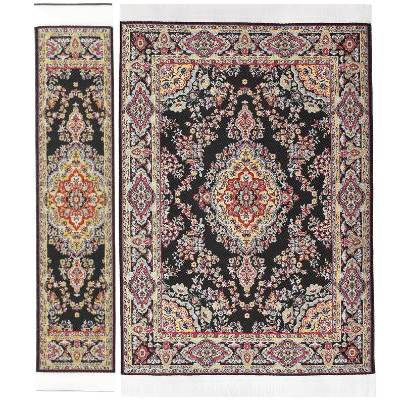 iLAND Miniature Dollhouse Accessories Victorian of Woven Dollhouse Rug 94 x 57 92 x 18 for Dollhouse Furniture on 112 Scale and Dolls 3 12 2pcs Time - Image 3