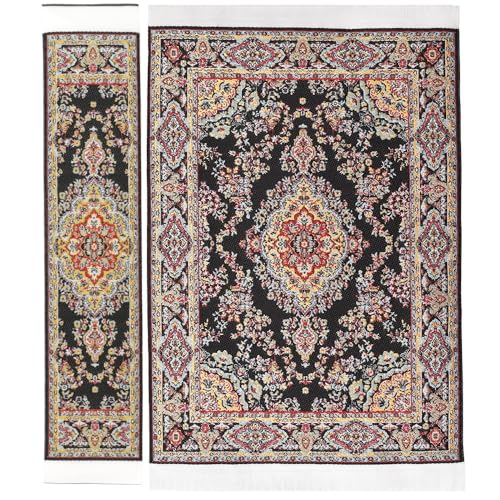 iLAND Miniature Dollhouse Accessories Victorian of Woven Dollhouse Rug 94 x 57 92 x 18 for Dollhouse Furniture on 112 Scale and Dolls 3 12 2pcs Time - Image 1