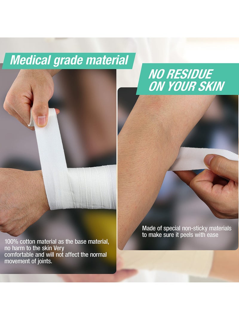 ساكن 3 قطع شريط رياضي ابيض قوي للغاية وسهل التمزق ولا يترك بقايا لاصقة للرياضيين والمدربين الرياضيين وللاسعافات الاولية، مناسب للضرب والتنس والجمباز والملاكمة (أبيض) - Image 5