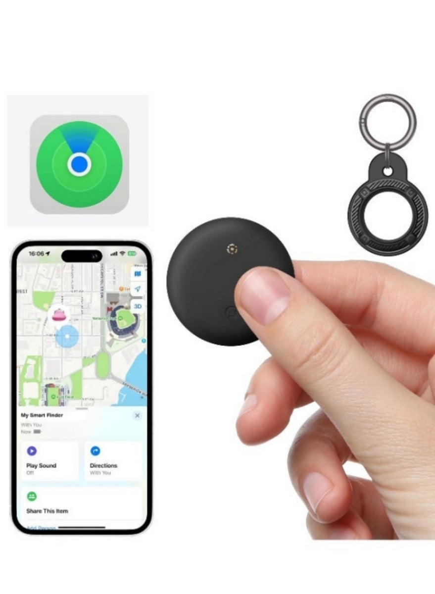 Smart Tracker Item Finder for Apple Find My (iOS Only), Super MINI Size Key Finder Item Locator for Luggage,Wallet,Bicycle and More, IPX6 Waterproof Works Like Apple Airtag(Black-1 Pack)