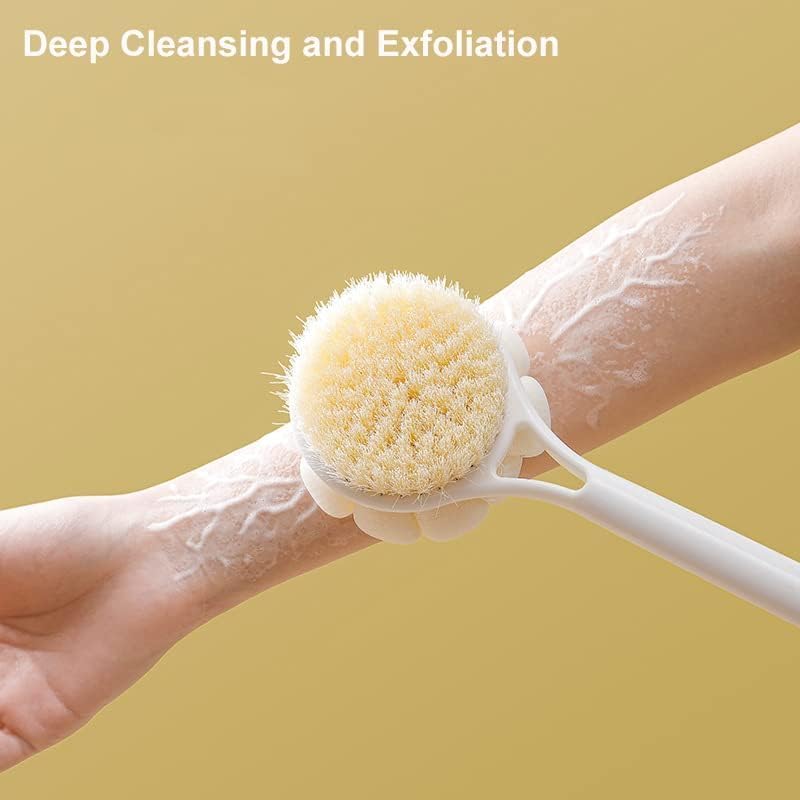 ZIPRON Bathing Brush Practical Back Cleaning Scrubber Back Rubbing Silicone Body Double Sided Long Handle Anti-slip Shower Bath Brush Double-Sided Shower Body Brush Silicone Long Handle Massage Back Body Brush (2 IN 1 BATH) - Image 5