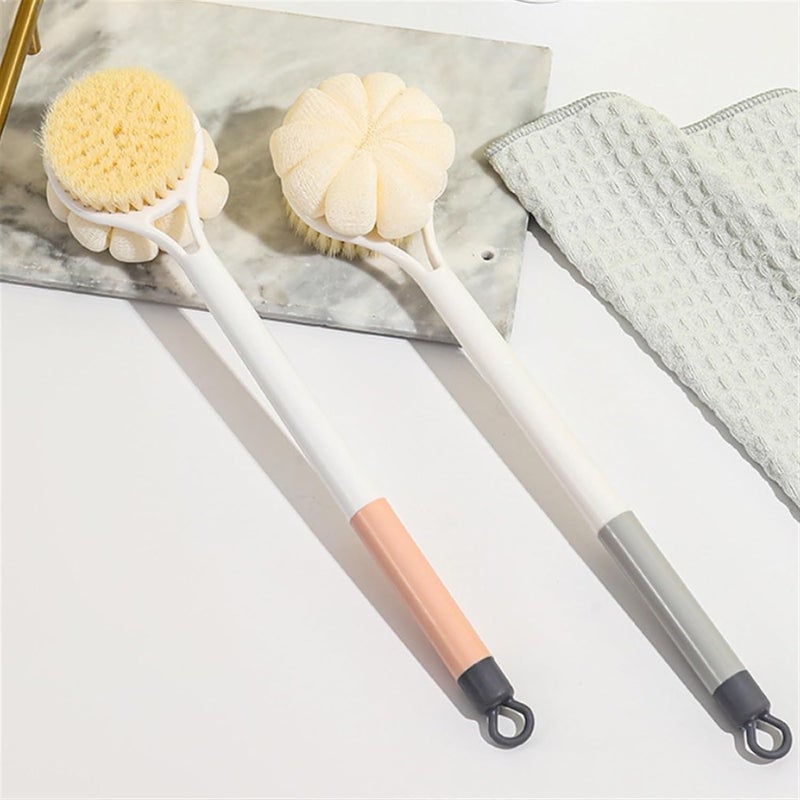 ZIPRON Bathing Brush Practical Back Cleaning Scrubber Back Rubbing Silicone Body Double Sided Long Handle Anti-slip Shower Bath Brush Double-Sided Shower Body Brush Silicone Long Handle Massage Back Body Brush (2 IN 1 BATH) - Image 3