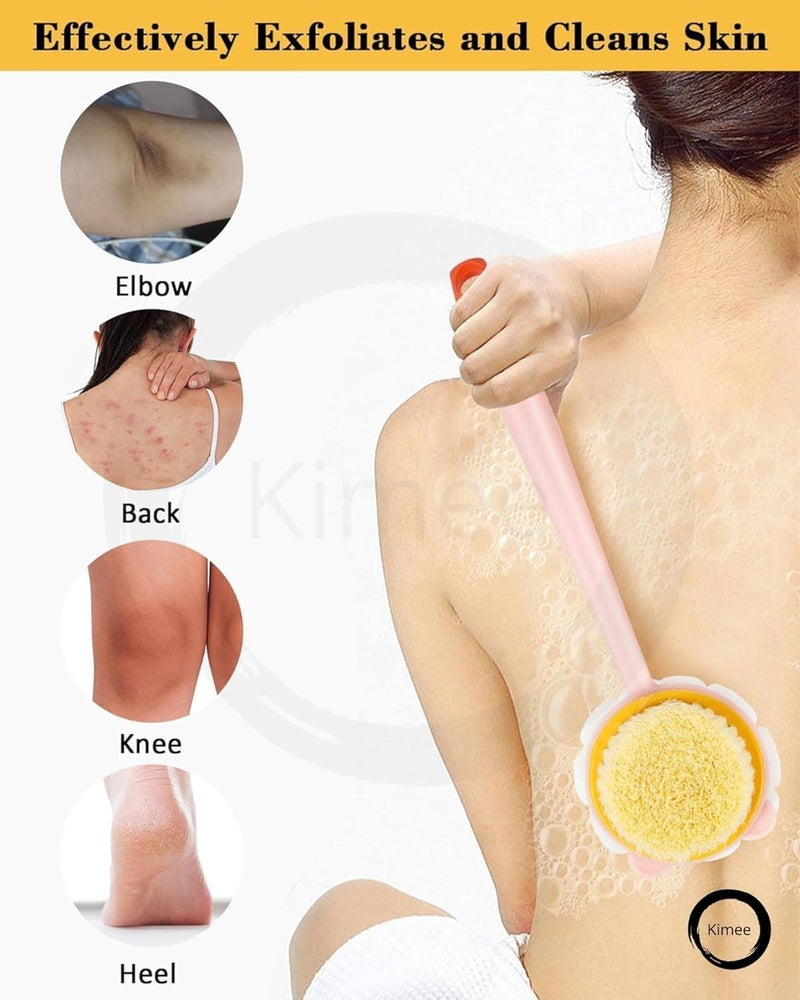 ZIPRON Bathing Brush Practical Back Cleaning Scrubber Back Rubbing Silicone Body Double Sided Long Handle Anti-slip Shower Bath Brush Double-Sided Shower Body Brush Silicone Long Handle Massage Back Body Brush (2 IN 1 BATH) - Image 2