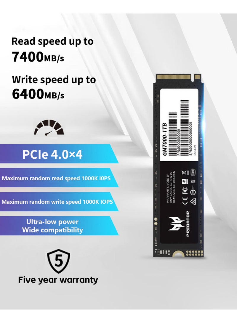 Predator 1TB 7400MB/s SSD PCIe NVMe Gen4 M.2 2280, Internal Solid State Drives, Compatible with PS5, Desktop computer, Laptop, Including Heatsink, Disassembly Tools and Installation Instructions  - Image 3