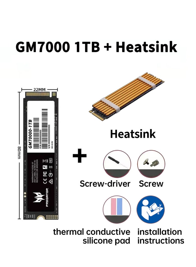 Predator 1TB 7400MB/s SSD PCIe NVMe Gen4 M.2 2280, Internal Solid State Drives, Compatible with PS5, Desktop computer, Laptop, Including Heatsink, Disassembly Tools and Installation Instructions  - Image 2