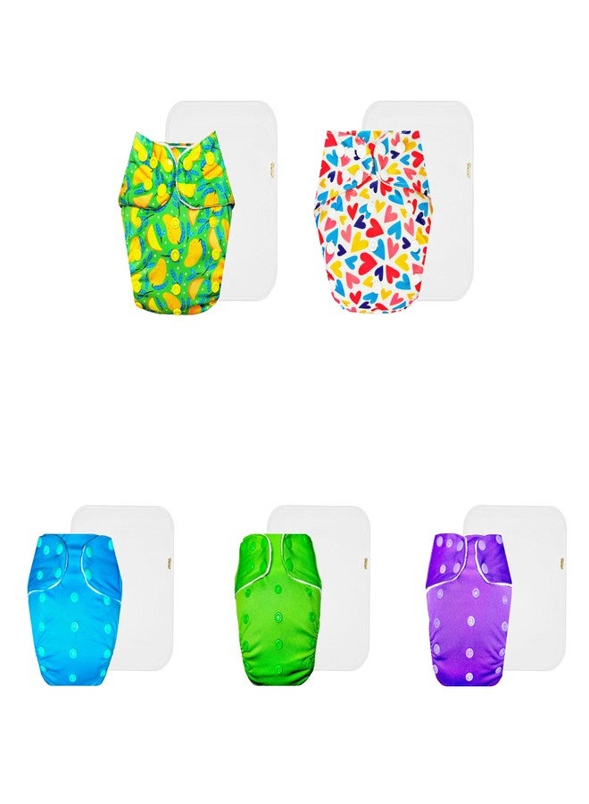 حفاضات دمبلدو القماشية الممتازة مع حشوة قطنية (عبوة من 5) | ملائمة تمامًا | قابلة لإعادة الاستخدام والغسل | مناسبة للسفر | للاستخدام طوال اليوم | من 3 أشهر إلى 3 سنوات | للجنسين - Image 1