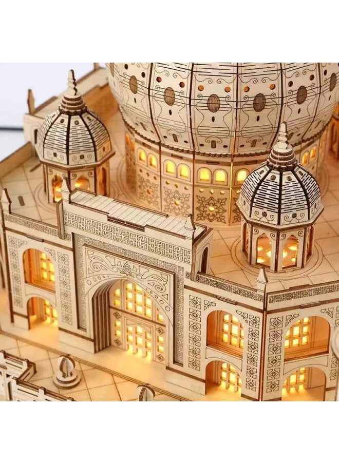 General 3D three-dimensional puzzle wooden Taj Mahal castle children's educational assembly toy desktop decoration model  - Image 3