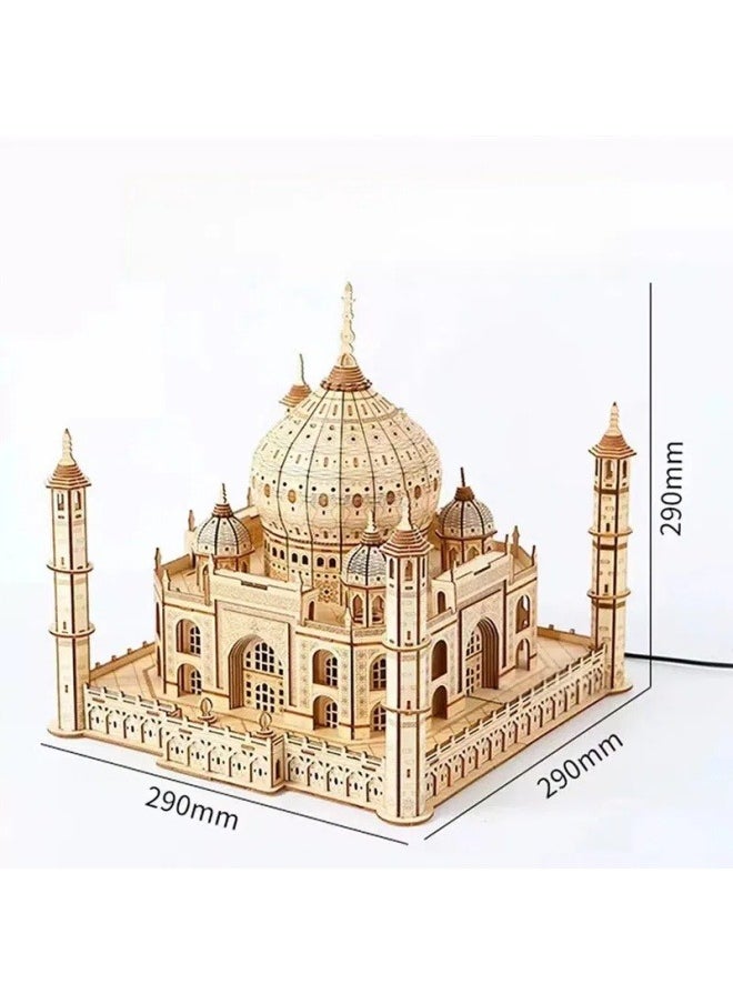 General 3D three-dimensional puzzle wooden Taj Mahal castle children's educational assembly toy desktop decoration model  - Image 4