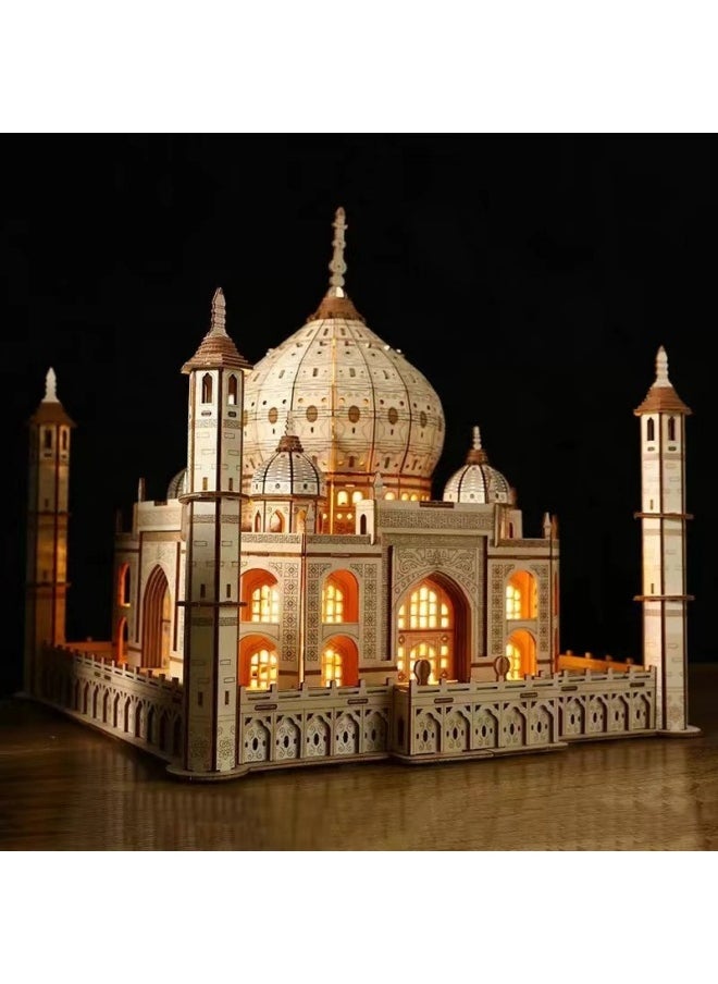 General 3D three-dimensional puzzle wooden Taj Mahal castle children's educational assembly toy desktop decoration model  - Image 1