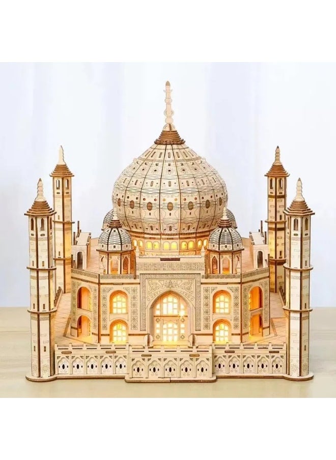 General 3D three-dimensional puzzle wooden Taj Mahal castle children's educational assembly toy desktop decoration model  - Image 2