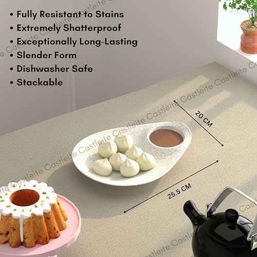 Castleite Multi-Purpose Kitchen Serving Platter: Deluxe Melamine Crockery Set of 2 - Versatile Chip and Dip Tray for Snacks, Starters & Desserts (Italian) - Image 4