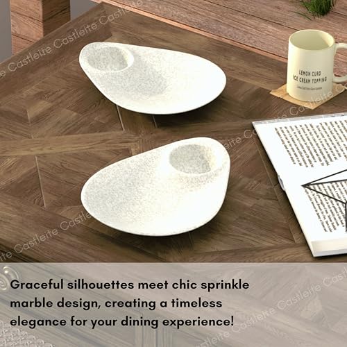 Castleite Multi-Purpose Kitchen Serving Platter: Deluxe Melamine Crockery Set of 2 - Versatile Chip and Dip Tray for Snacks, Starters & Desserts (Italian) - Image 5
