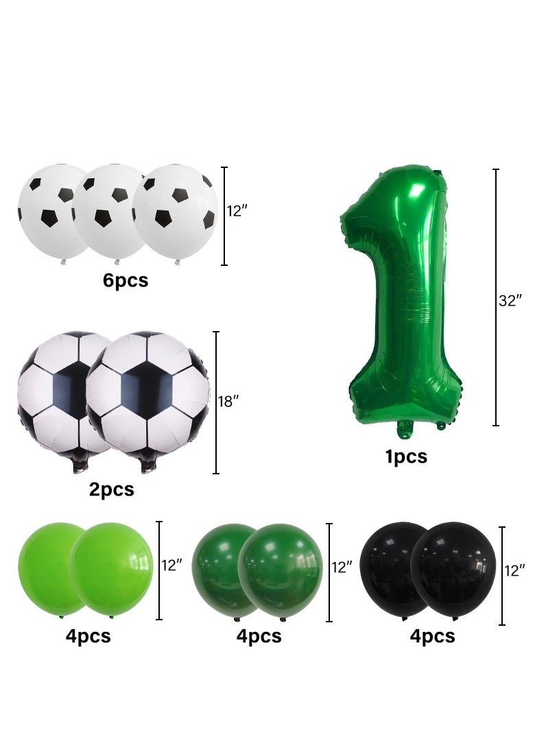 MIXDE 32 Inch Soccer Balloons Set 5st Birthday Decoration Green Number 5 Foil Soccer Balloon Black Star Balloons for Children's Boys Birthday Party Football Themed Party Supplies (9)  - Image 3