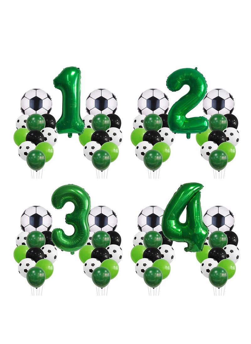 MIXDE 32 Inch Soccer Balloons Set 5st Birthday Decoration Green Number 5 Foil Soccer Balloon Black Star Balloons for Children's Boys Birthday Party Football Themed Party Supplies (9)  - Image 2