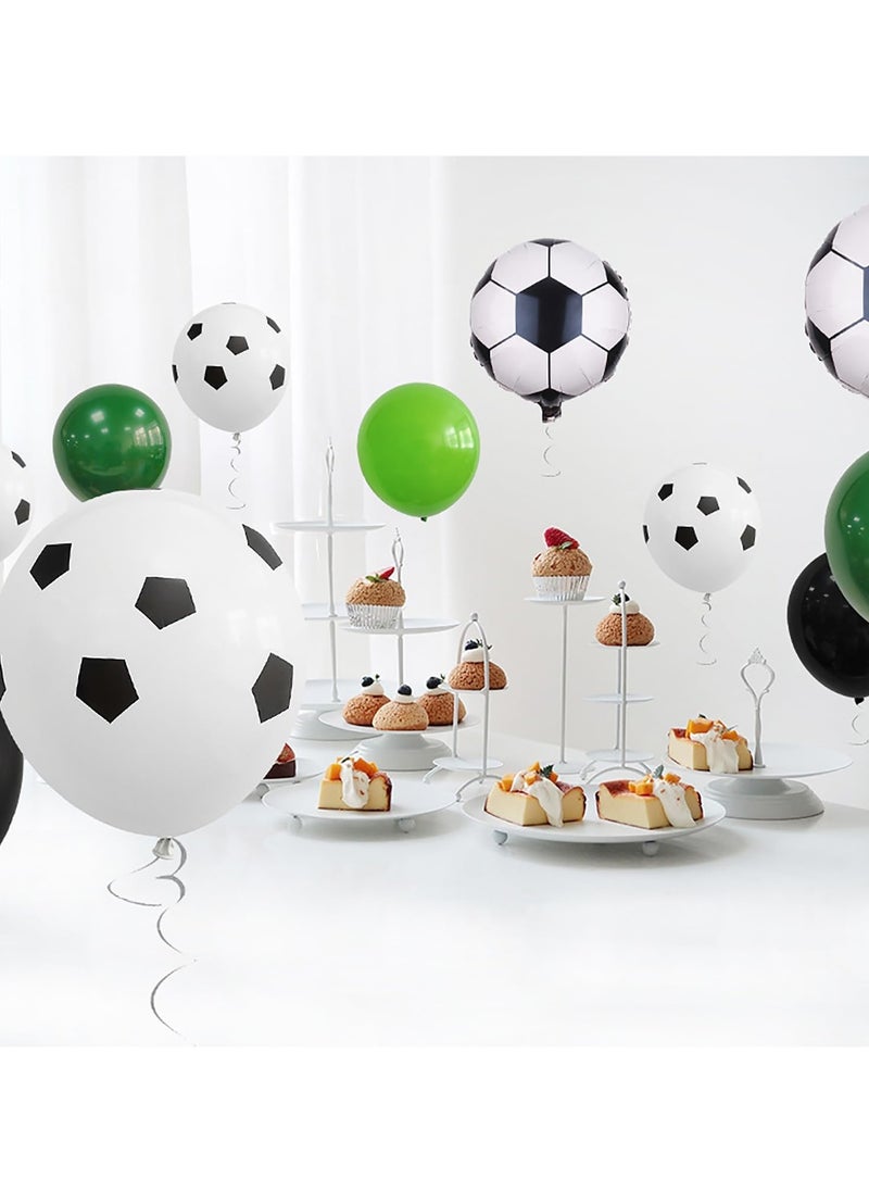 MIXDE 32 Inch Soccer Balloons Set 5st Birthday Decoration Green Number 5 Foil Soccer Balloon Black Star Balloons for Children's Boys Birthday Party Football Themed Party Supplies (9)  - Image 4