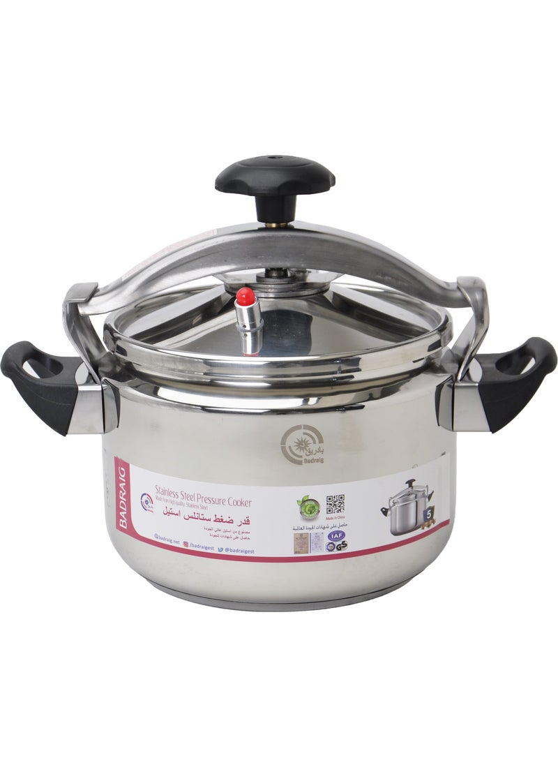 Badraig Stainless Steel Pressure Cooker Pressure Pot Arabic Cooker Silver Black Available Sizes 4L 5L 6L 7L 8L 9L 10L 11L 12L 15L  - Image 1