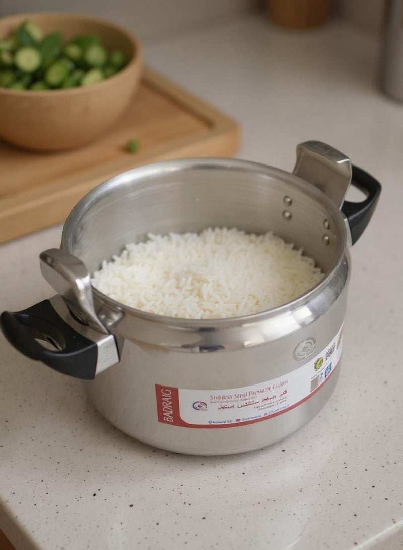 Badraig Stainless Steel Pressure Cooker Pressure Pot Arabic Cooker Silver Black Available Sizes 4L 5L 6L 7L 8L 9L 10L 11L 12L 15L - Image 2