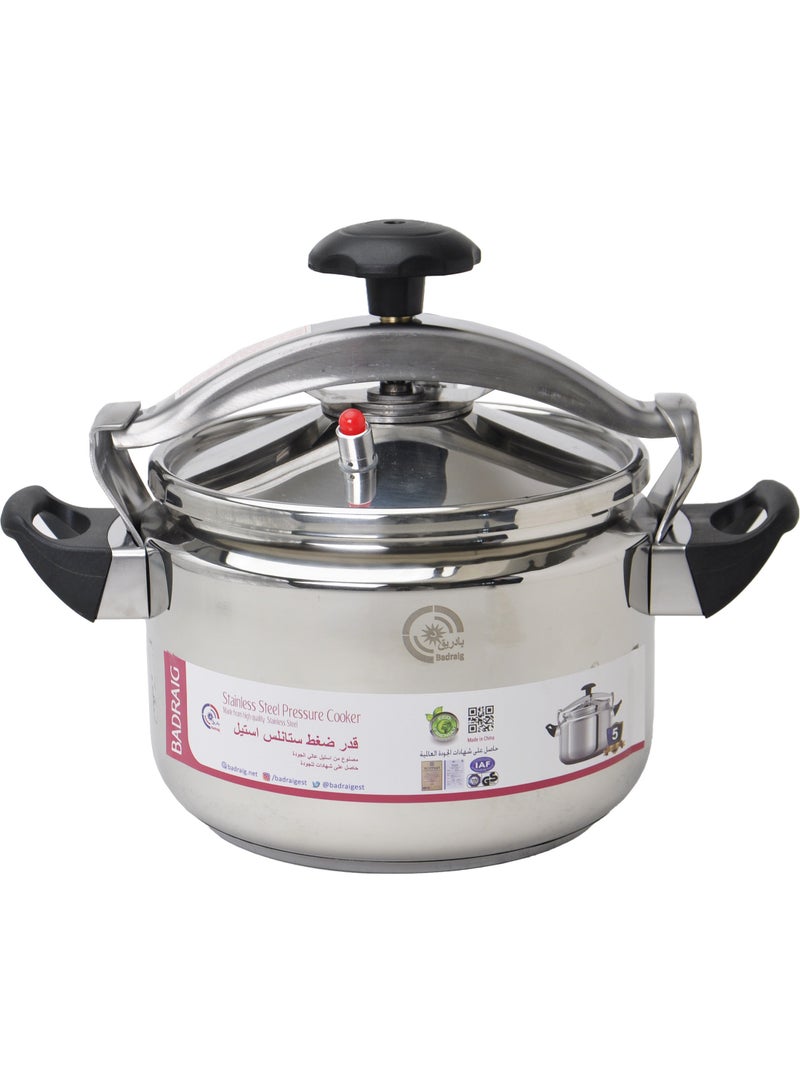 قدر ضغط ستانلس إستيل | قدر ضغط | طباخ عربي | فضي/أسود | المقاسات المتوفرة 4 لتر/ 5 لتر / 6 لتر / 7 لتر / 8 لتر / 9 لتر /10لتر / 11 لتر / 12لتر / 15 لتر