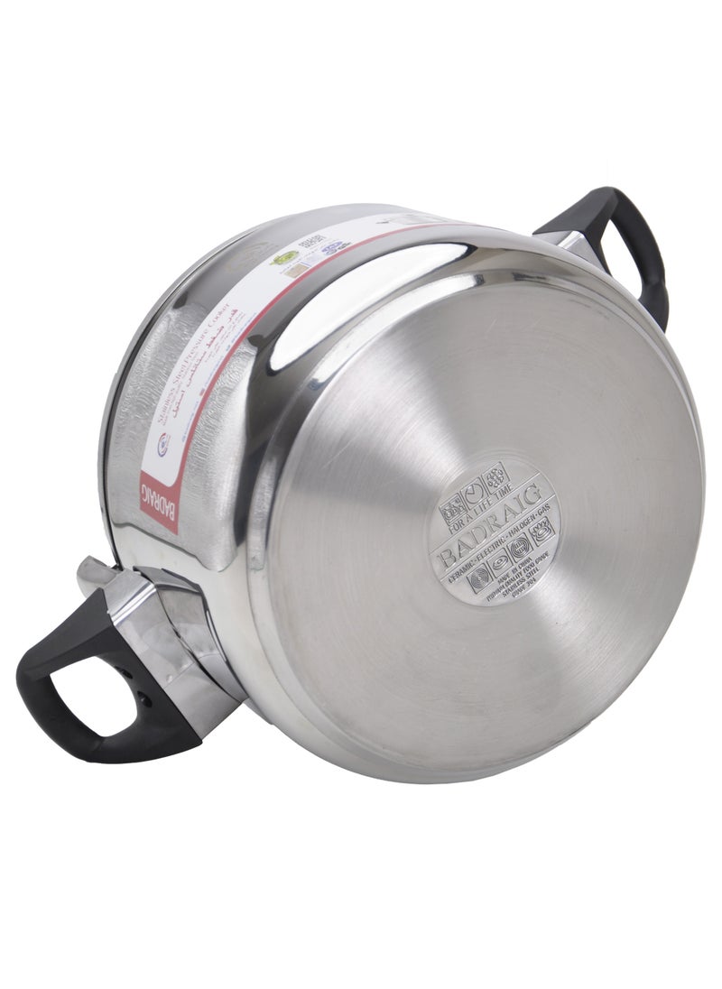 Badraig - Stainless Steel Pressure Cooker Pressure Pot Arabic Cooker Silver Black Available Sizes 4L 5L 6L 7L 8L 9L 10L 11L 12L 15L - Image 1