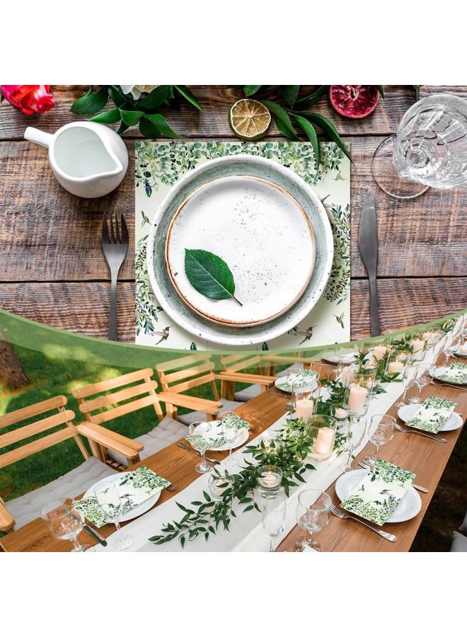 Jetec 200 Count Disposable Bathroom Hand Towels Paper Guest Towels for Bathroom Butterfly Flower Bird Napkin Paper Disposable Guest Napkins for Birthday Holiday Party Supplies(Eucalyptus Hummingbird) - Image 5