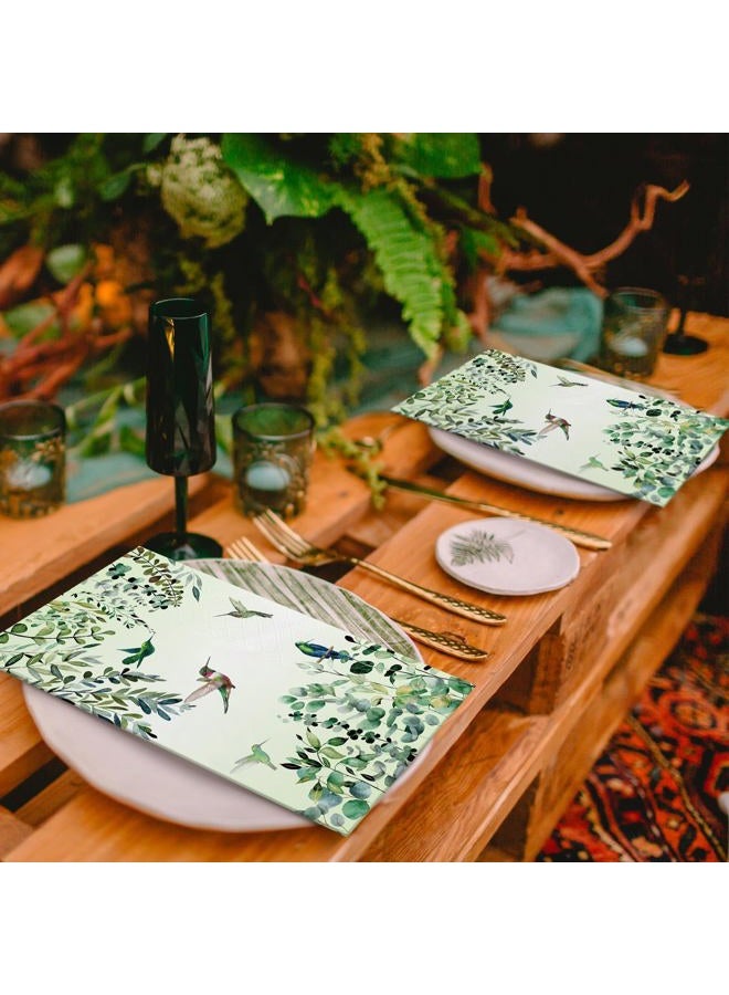 Jetec 200 Count Disposable Bathroom Hand Towels Paper Guest Towels for Bathroom Butterfly Flower Bird Napkin Paper Disposable Guest Napkins for Birthday Holiday Party Supplies(Eucalyptus Hummingbird) - Image 4