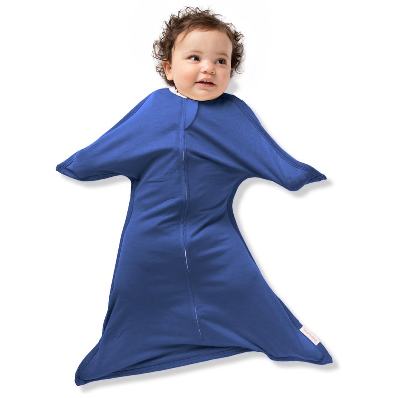 SleepingBaby Zipadee-Zip Transition Swaddle - Cozy Baby Swaddle Blanket with Zipper Convenience - Roomy Wearable Blanket for Easy Diaper Changes - Classic Navy, Medium (6-12 Month) - Image 1