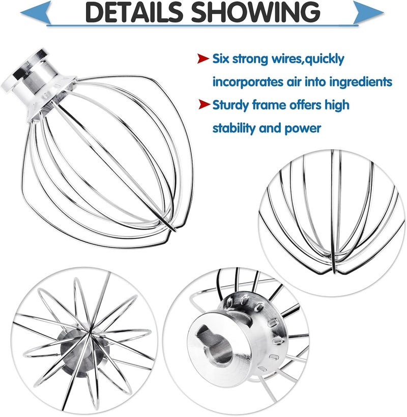 Moloudan K45WW 6-Wire Whip Attachment for KitchenAid 4.5 and 5 Quart Tilt-Head Stand Mixer, Egg Cream Stirrer, Cake Mayonnaise Whisk, Whisk Attachment for KitchenAid Mixer Accessories - Image 4