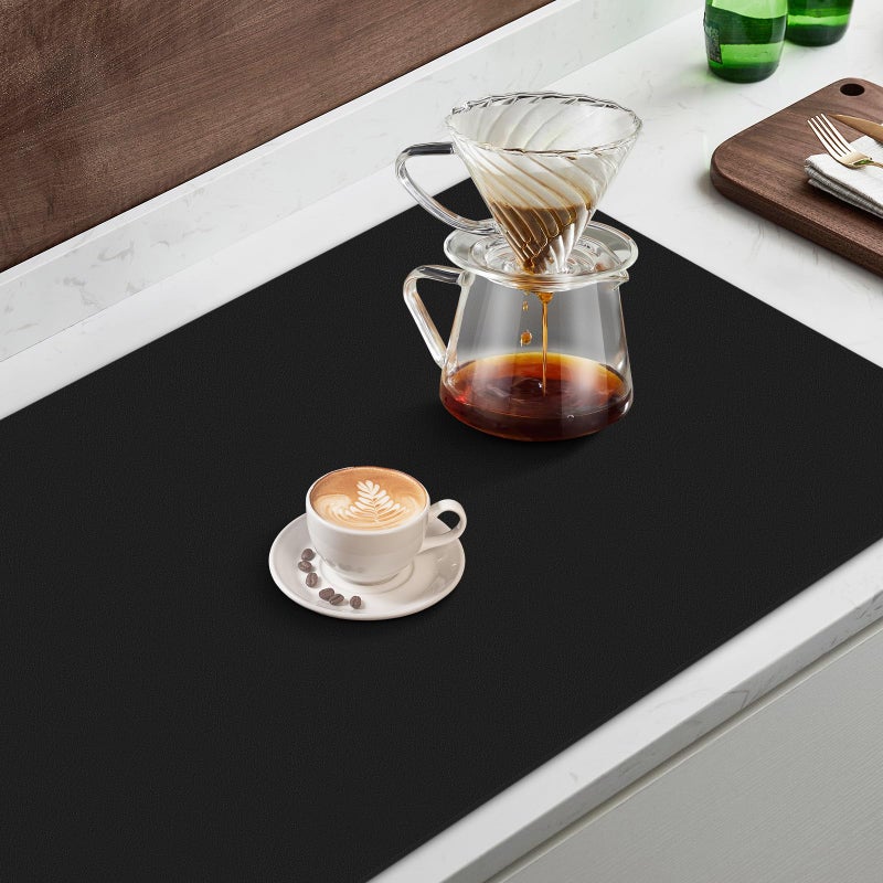 WISELIFE Coffee Mat Super Absorbent Dish Drying Mat Coffee Bar Accessories Match with Machine Large Drying Mats for Kitchen Counter 12" W x 19" L, Black - Image 5
