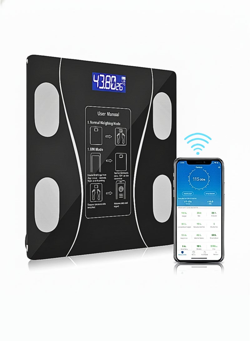 vexa pro Smart Body Weight Scale with Bluetooth & BMI Tracking | High Precision Digital Fat Analyzer Scale with App, LCD Display, Auto-Off & 180kg Capacity – Wireless Electronic Bathroom Scale - Image 1