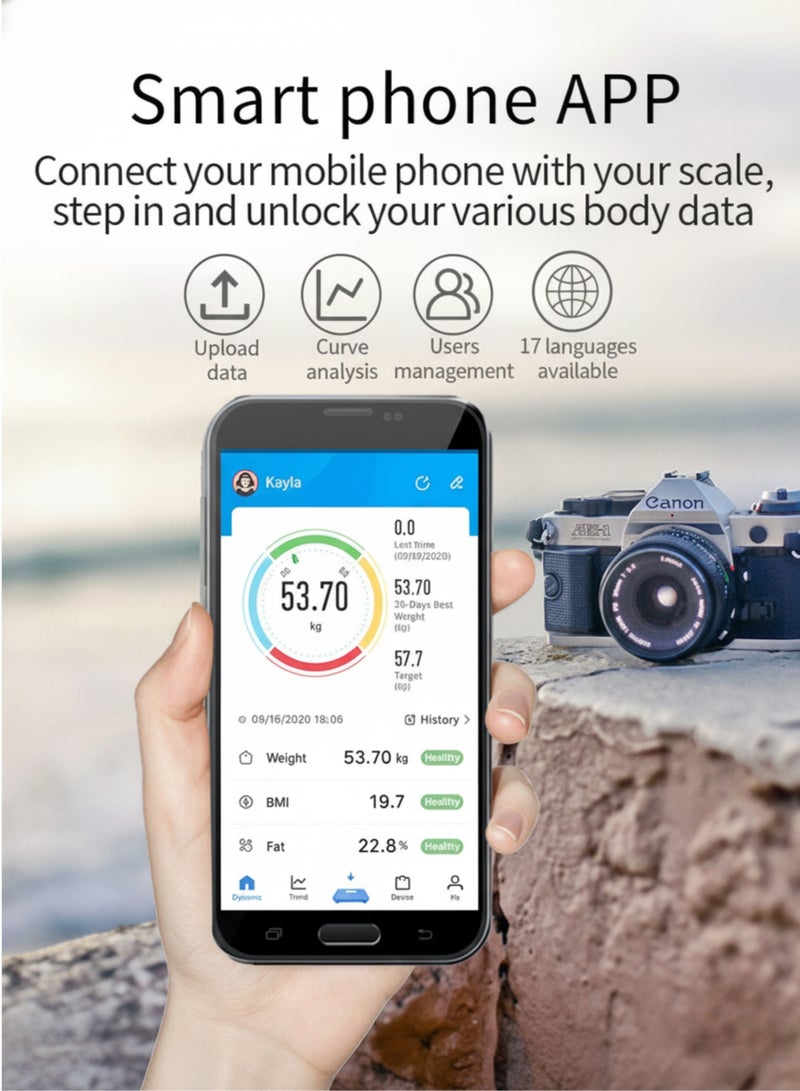 vexa pro Smart Body Weight Scale with Bluetooth & BMI Tracking | High Precision Digital Fat Analyzer Scale with App, LCD Display, Auto-Off & 180kg Capacity – Wireless Electronic Bathroom Scale - Image 3