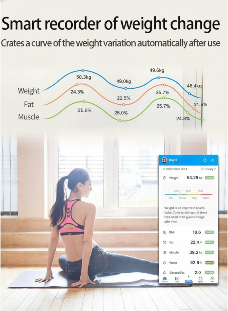 vexa pro Smart Body Weight Scale with Bluetooth & BMI Tracking | High Precision Digital Fat Analyzer Scale with App, LCD Display, Auto-Off & 180kg Capacity – Wireless Electronic Bathroom Scale - Image 5