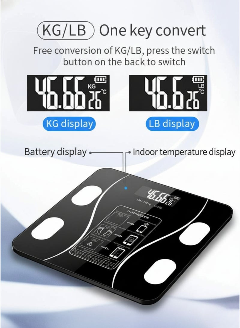 vexa pro Smart Body Weight Scale with Bluetooth & BMI Tracking | High Precision Digital Fat Analyzer Scale with App, LCD Display, Auto-Off & 180kg Capacity – Wireless Electronic Bathroom Scale - Image 4