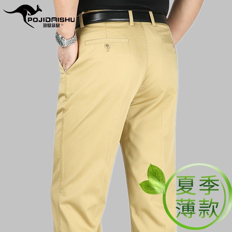 Spot Summer Trousers Thin High Waist Casual Middle-Aged White Ice Silk Cotton Casual Pants Middle-Aged Long Pants - Image 2