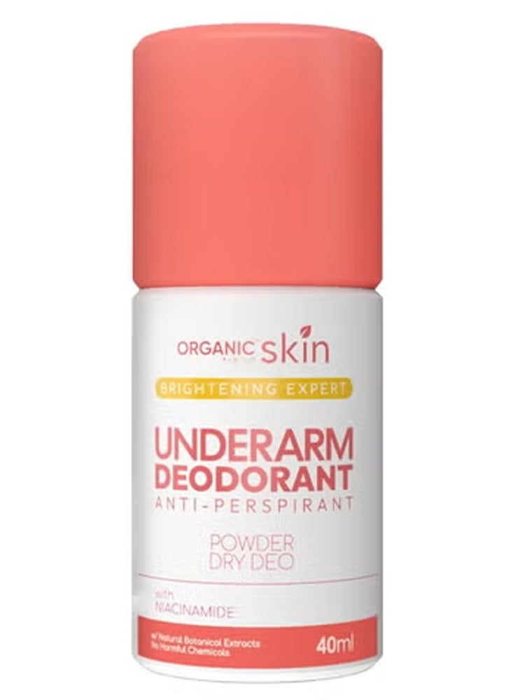 Organic skin Brightening Expert Underarm Deodorant Anti- Perspirant Powder Dry Deo with Niacinamide 40ml - Image 1