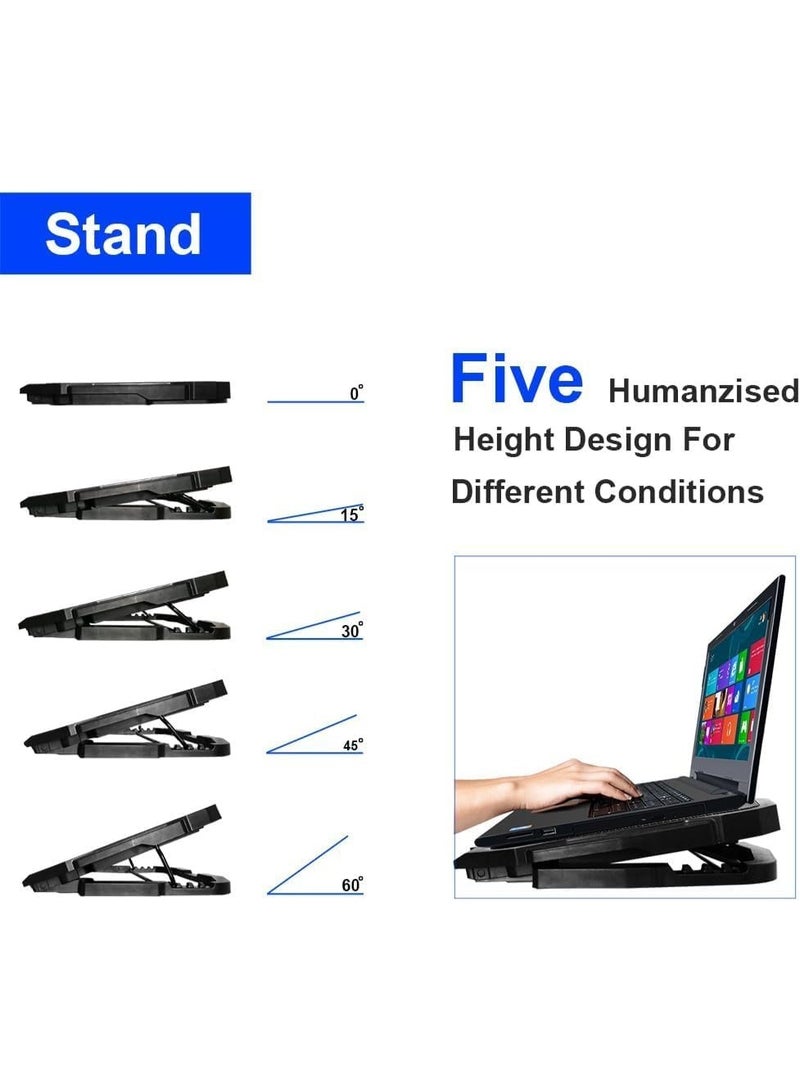 Laptop Cooling Fan with LCD Display and Blue LED Light – Dual USB Output – Adjustable Stand for 10–15.6 Inch Laptops - Image 2