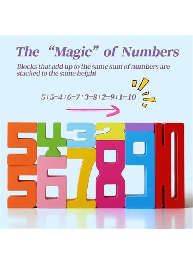 20Pcs Friends of Ten Blocks, Wooden Number Building Blocks,Montessori-Inspired Wooden Number Blocks, Wooden Educational Number Blocks for Kids, Digit Blocks Friends of 10 - Image 2