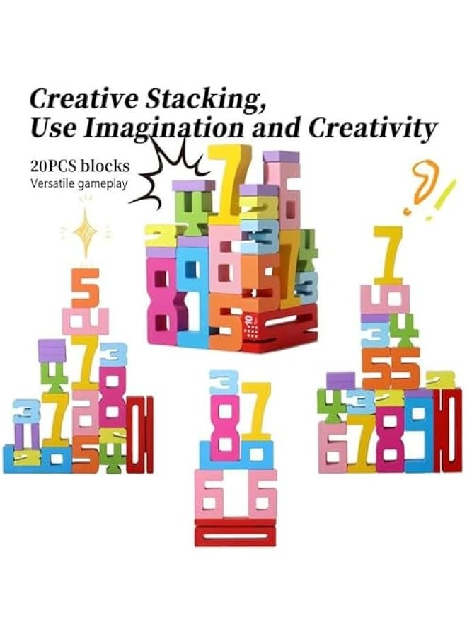 20Pcs Friends of Ten Blocks, Wooden Number Building Blocks,Montessori-Inspired Wooden Number Blocks, Wooden Educational Number Blocks for Kids, Digit Blocks Friends of 10 - Image 5